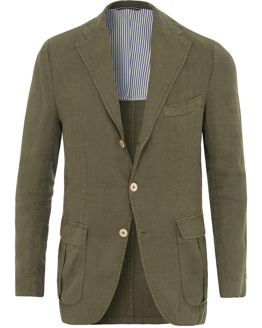 Herre | Dressjakker | Stenströms | Linen Patch Pocket Blazer Green