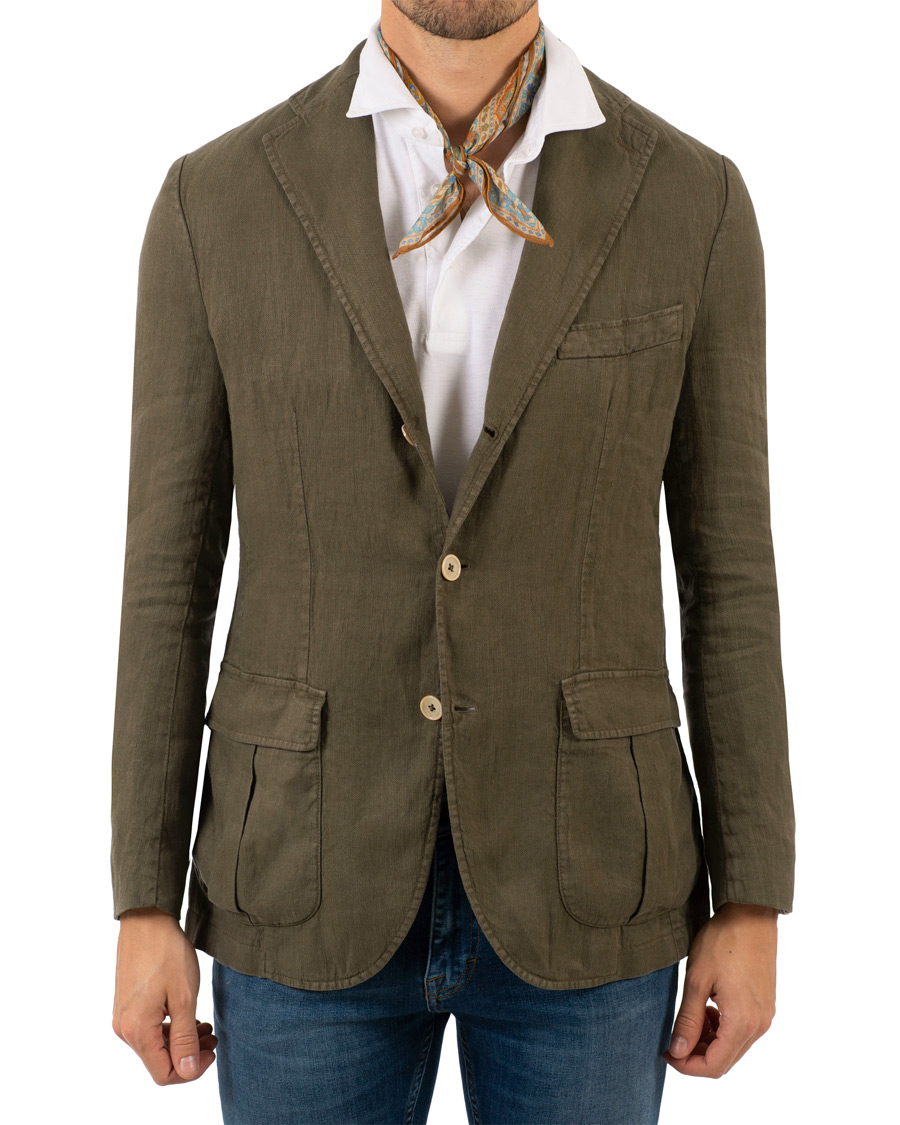 Herre | Dressjakker | Stenströms | Linen Patch Pocket Blazer Green
