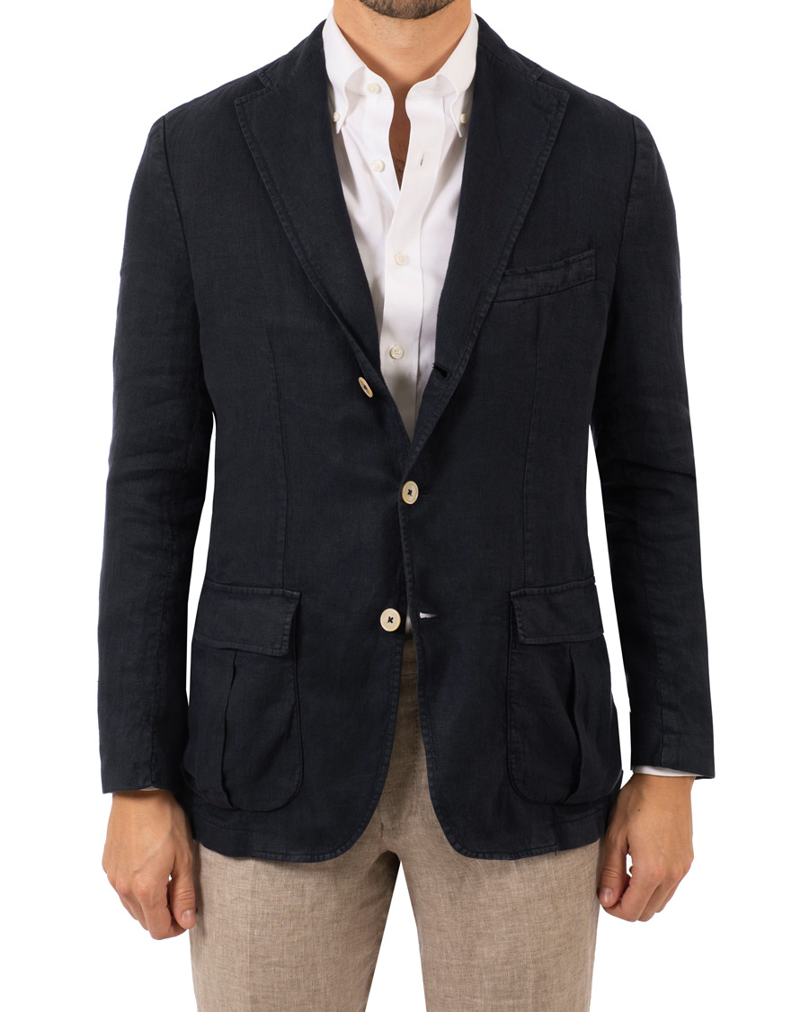 Herre | Dressjakker | Stenströms | Linen Patch Pocket Blazer Navy