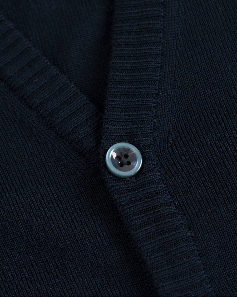 Herre | Gensere | Stenströms | Merino Wool Patch Elbow Cardigan Navy