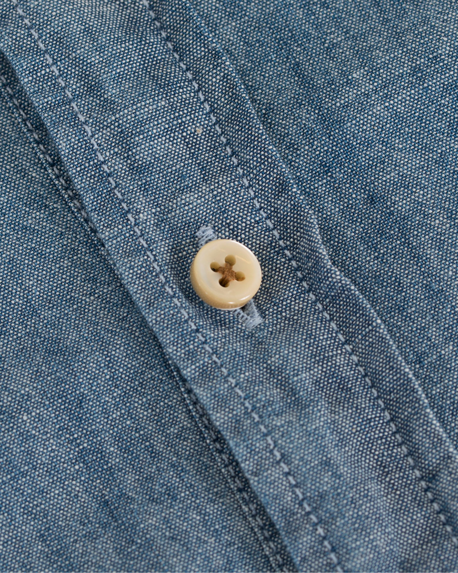 Herre | Skjorter | Stenströms | Slimline Garment Washed Popover Shirt Light Blue