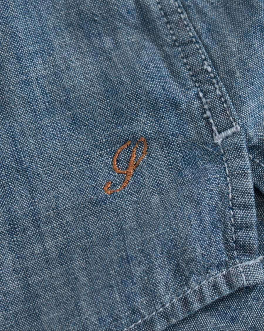 Herre | Skjorter | Stenströms | Slimline Garment Washed Popover Shirt Light Blue