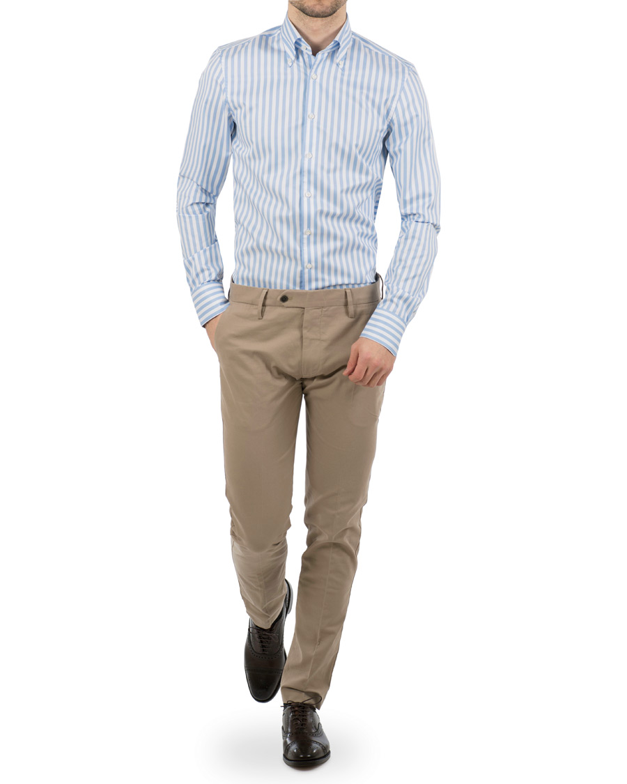 Herre | Skjorter | Stenströms | Slimline Button Down Stripe Shirt Light Blue