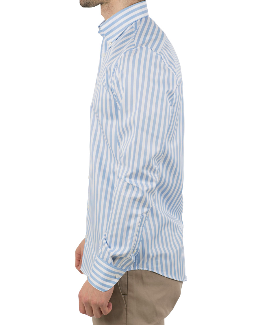 Herre | Skjorter | Stenströms | Slimline Button Down Stripe Shirt Light Blue
