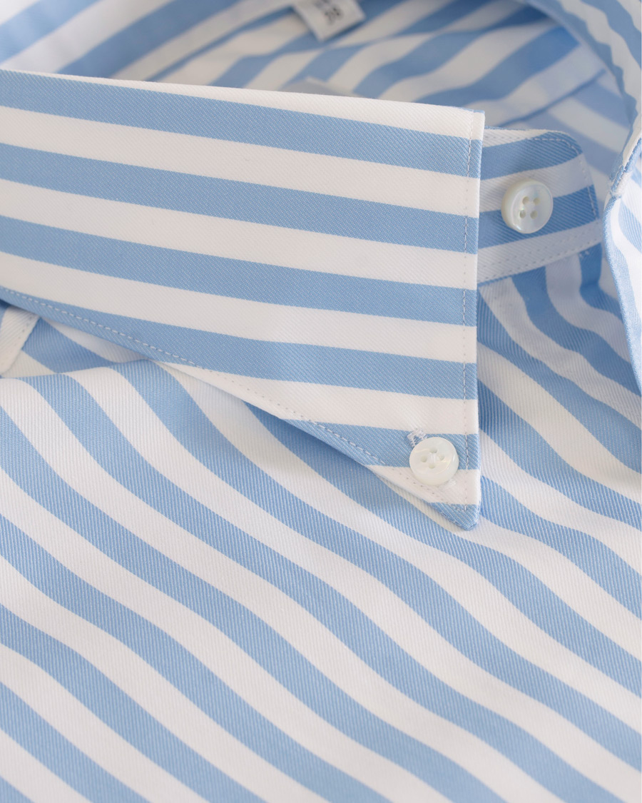 Herre | Skjorter | Stenströms | Slimline Button Down Stripe Shirt Light Blue