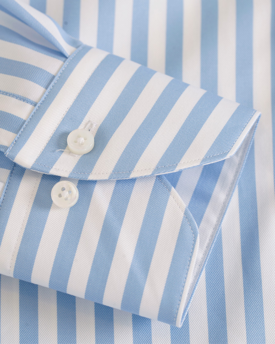 Herre | Skjorter | Stenströms | Slimline Button Down Stripe Shirt Light Blue