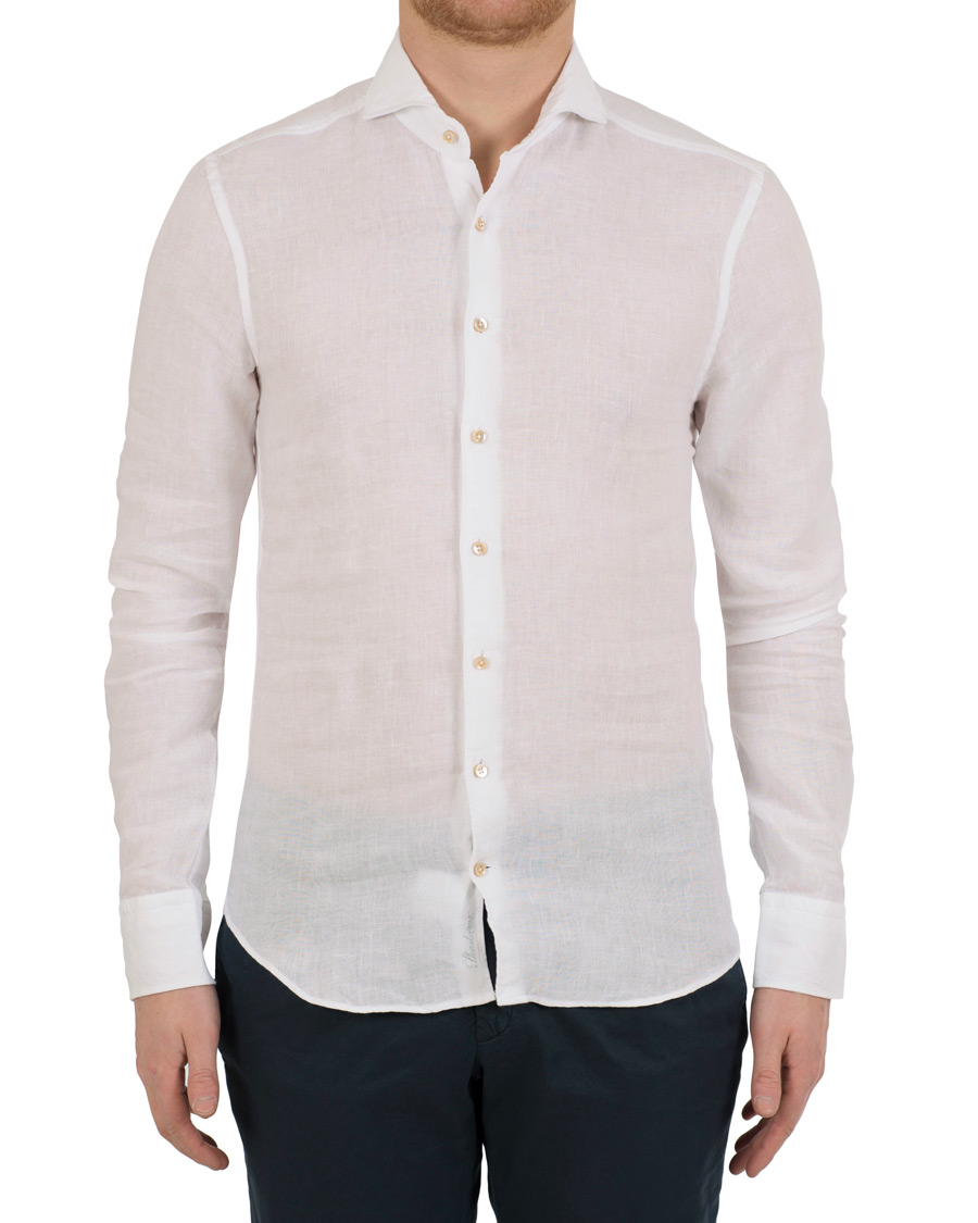 Herre | Skjorter | Stenströms | Slimline Cut Away Linen Shirt White