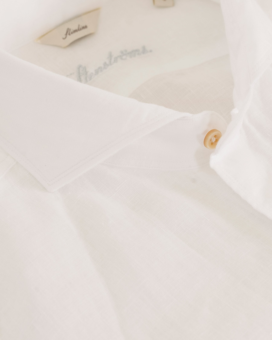 Herre | Skjorter | Stenströms | Slimline Cut Away Linen Shirt White