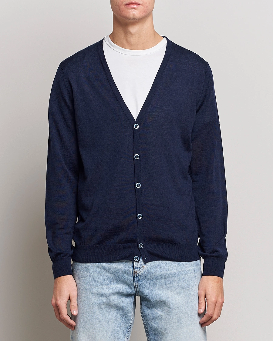 Herre | The Classics of Tomorrow | Stenströms | Merino Zegna Knitted Cardigan Navy