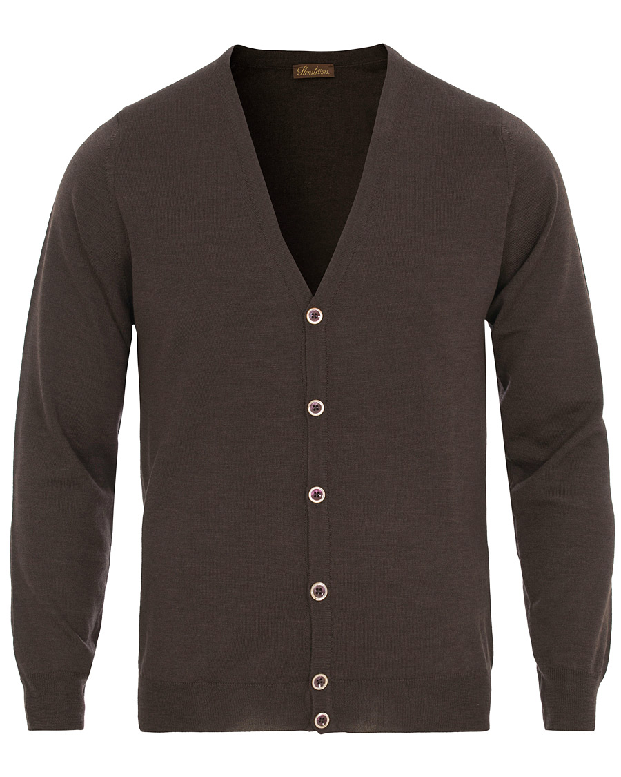 Herre | Gensere | Stenströms | Merino Zegna Knitted Cardigan Brown