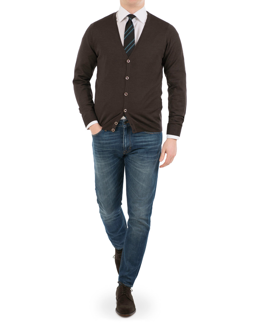 Herre | Gensere | Stenströms | Merino Zegna Knitted Cardigan Brown