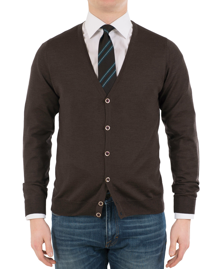 Herre | Gensere | Stenströms | Merino Zegna Knitted Cardigan Brown