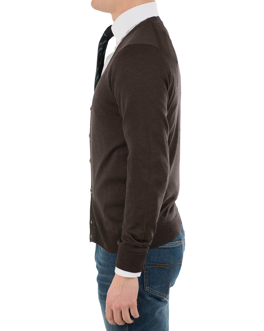 Herre | Gensere | Stenströms | Merino Zegna Knitted Cardigan Brown