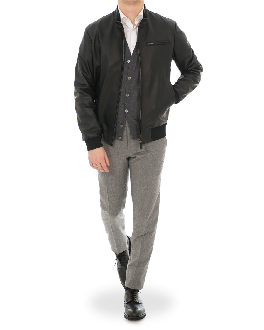 Herre | Jakker | Canali | Leather Jacket Black