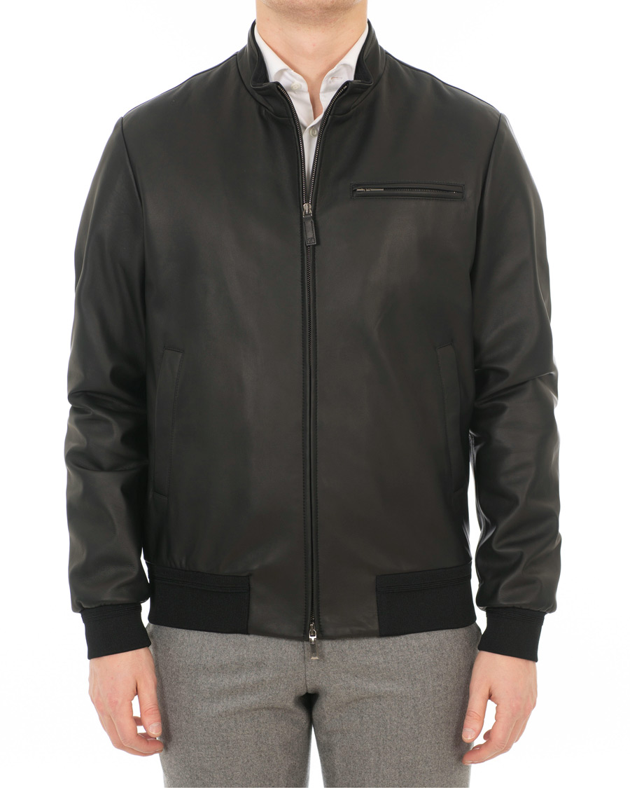 Herre | Jakker | Canali | Leather Jacket Black