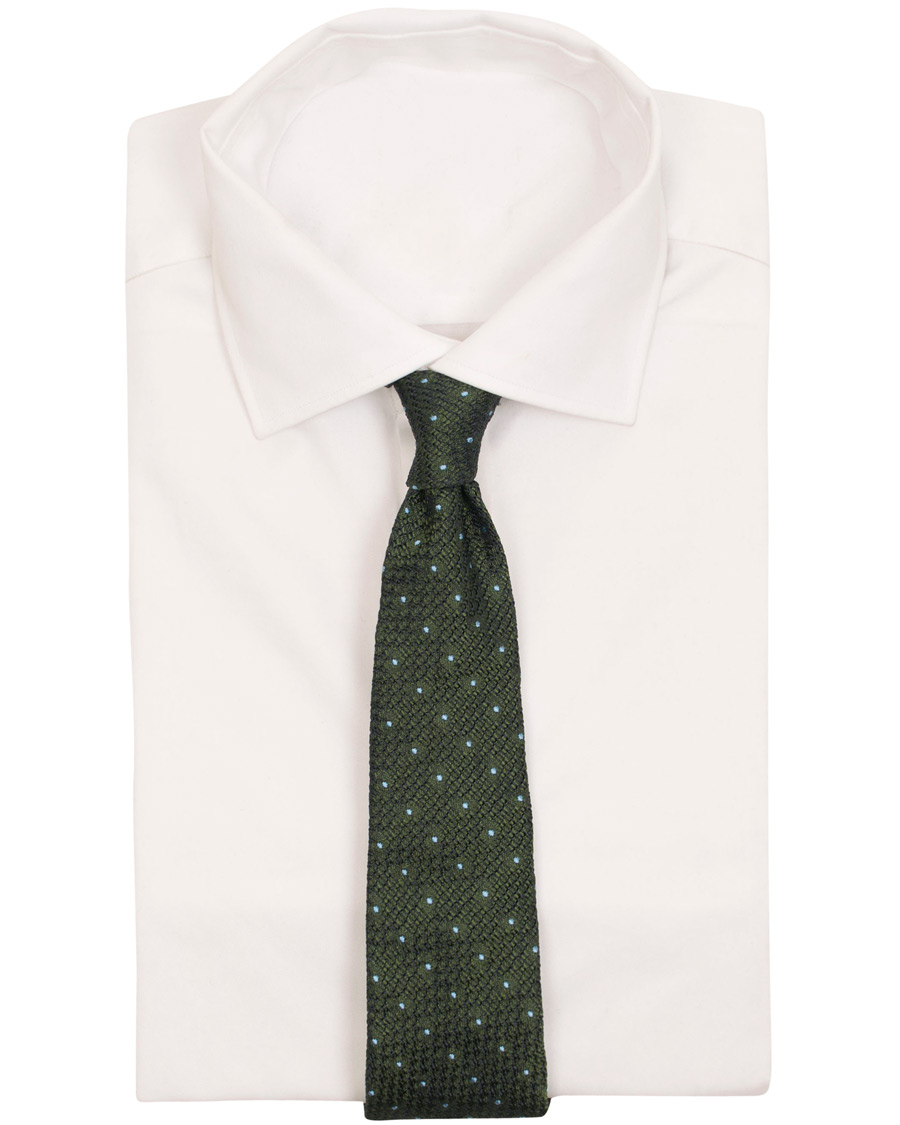 Herre | Canali Silk Dot 8 cm Tie Green | Canali | Silk Dot 8 cm Tie Green