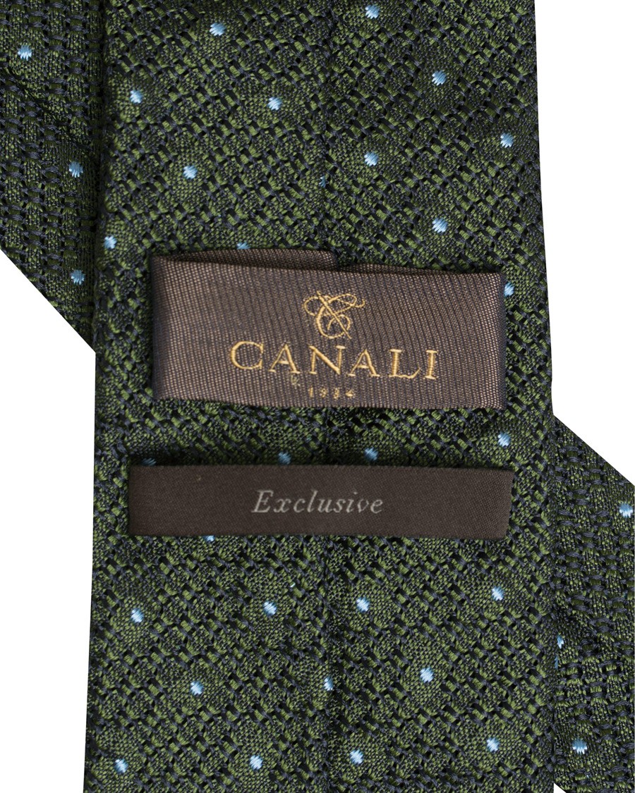 Herre | Canali Silk Dot 8 cm Tie Green | Canali | Silk Dot 8 cm Tie Green