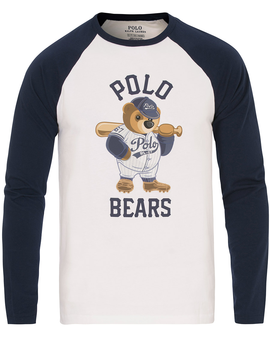 Herre | T-Shirts | Polo Ralph Lauren | Baseball Bears Collection Crew Neck Long Tee White/Navy