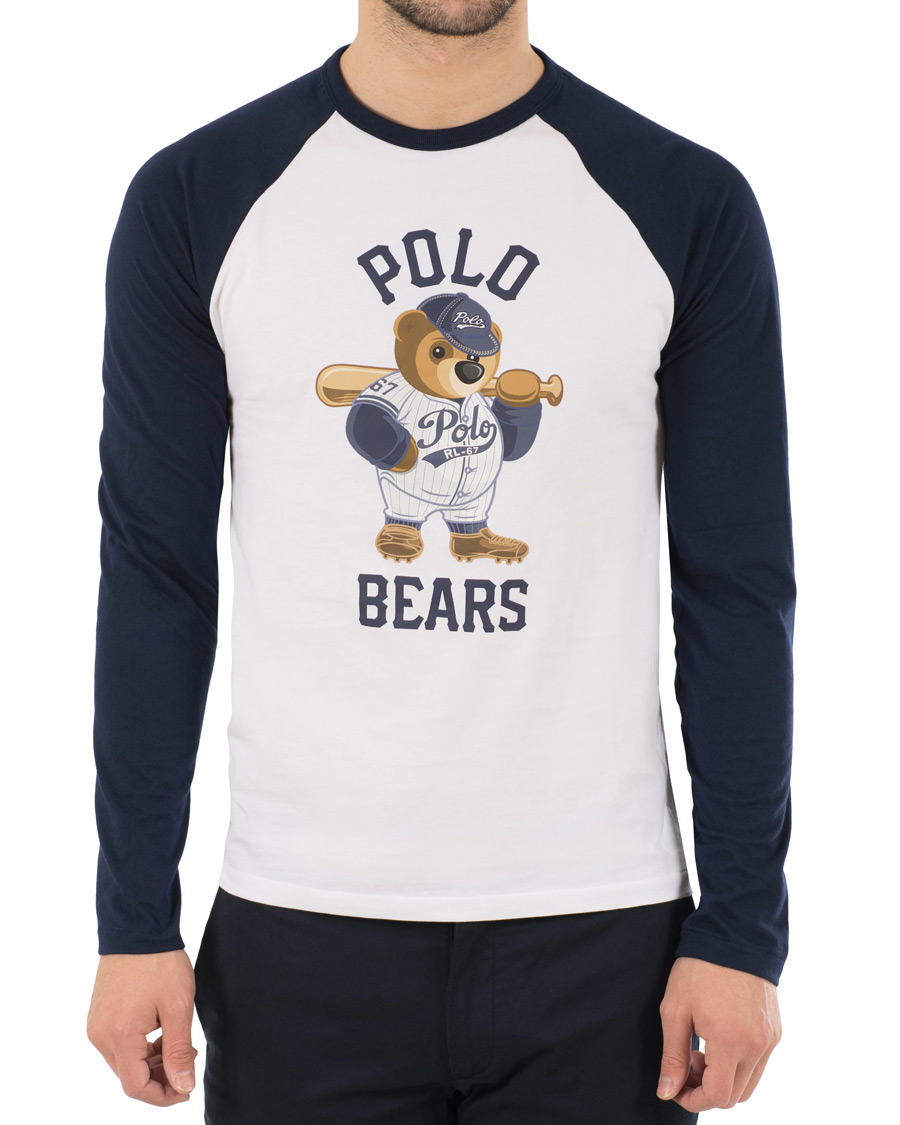 Herre | T-Shirts | Polo Ralph Lauren | Baseball Bears Collection Crew Neck Long Tee White/Navy
