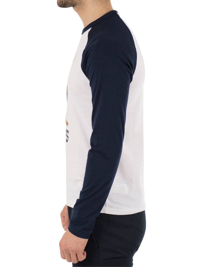 Herre | T-Shirts | Polo Ralph Lauren | Baseball Bears Collection Crew Neck Long Tee White/Navy