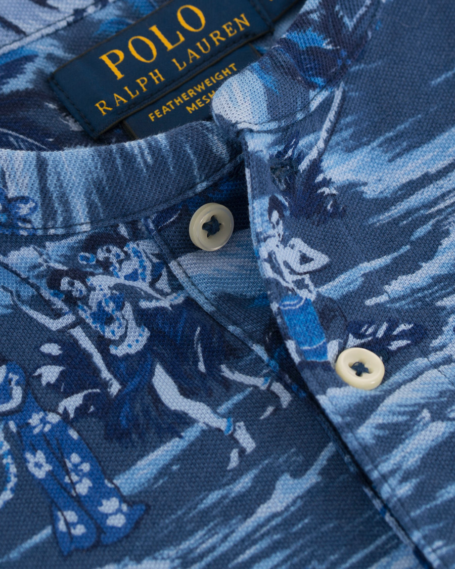 Herre | Pikéer | Polo Ralph Lauren | Featherweight Grandad Collar Polo Indigo Island Blue