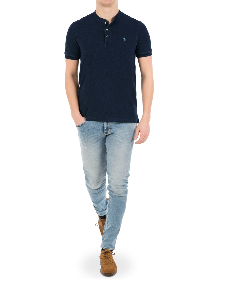 Herre | Pikéer | Polo Ralph Lauren | Featherweight Grandad Collar Polo Dark Indigo