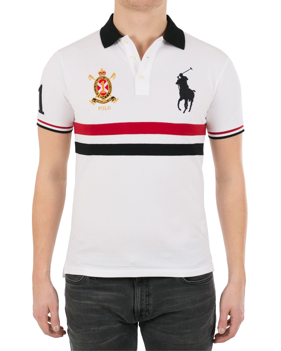 Herre | Pikéer | Polo Ralph Lauren | Custom Fit Broad Stripe Big Pony Polo White/Multi