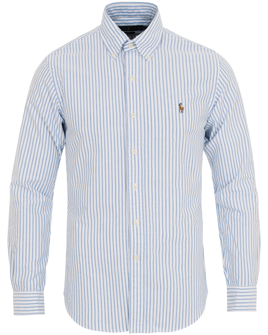 Herre | Skjorter | Polo Ralph Lauren | Slim Fit Oxford Stripe Button Down Shirt Blue/White