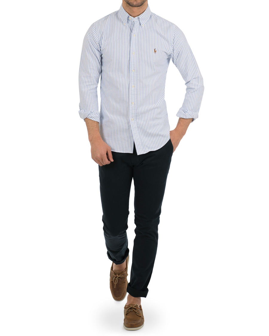 Herre | Skjorter | Polo Ralph Lauren | Slim Fit Oxford Stripe Button Down Shirt Blue/White