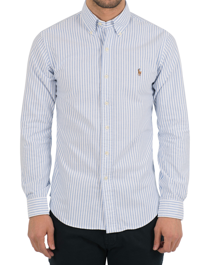 Herre | Skjorter | Polo Ralph Lauren | Slim Fit Oxford Stripe Button Down Shirt Blue/White