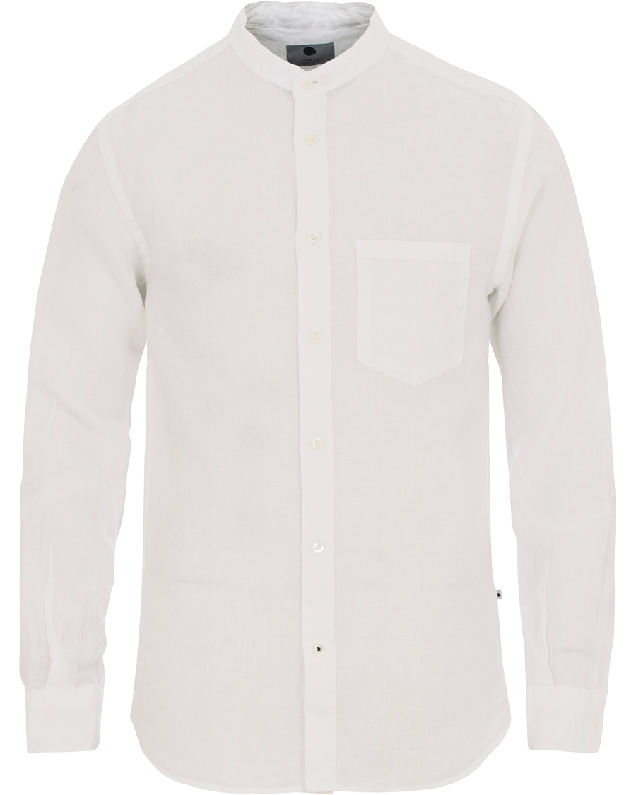 Herre | Skjorter | NN07 | Devon Linenn Grandad Collar Shirt White