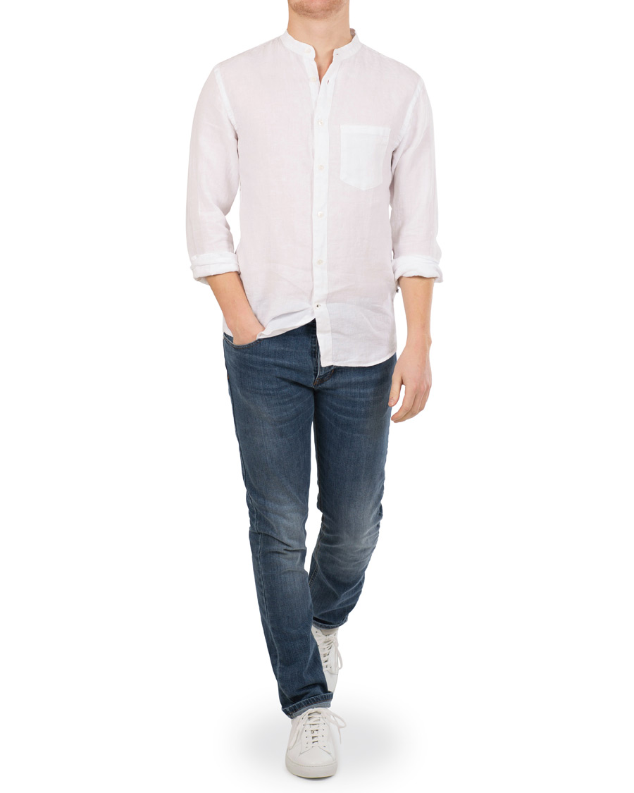 Herre | Skjorter | NN07 | Devon Linenn Grandad Collar Shirt White