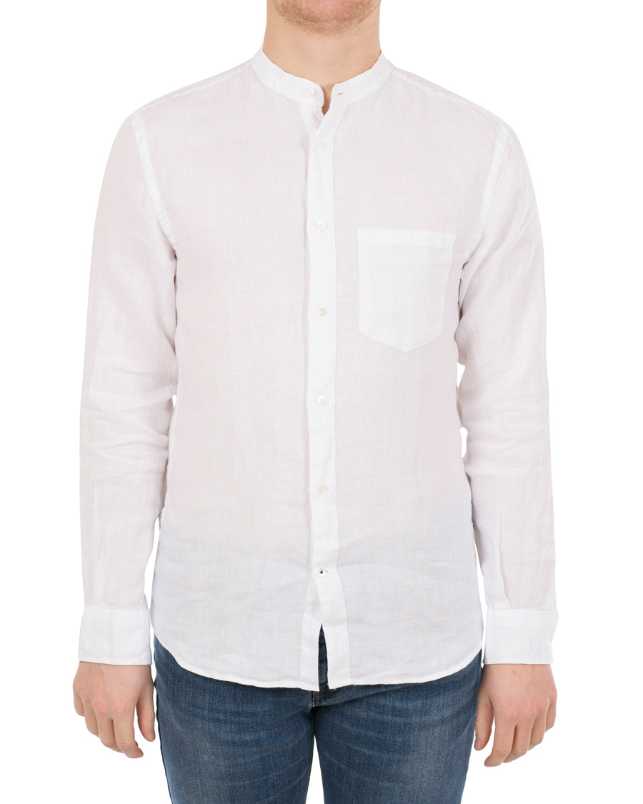 Herre | Skjorter | NN07 | Devon Linenn Grandad Collar Shirt White