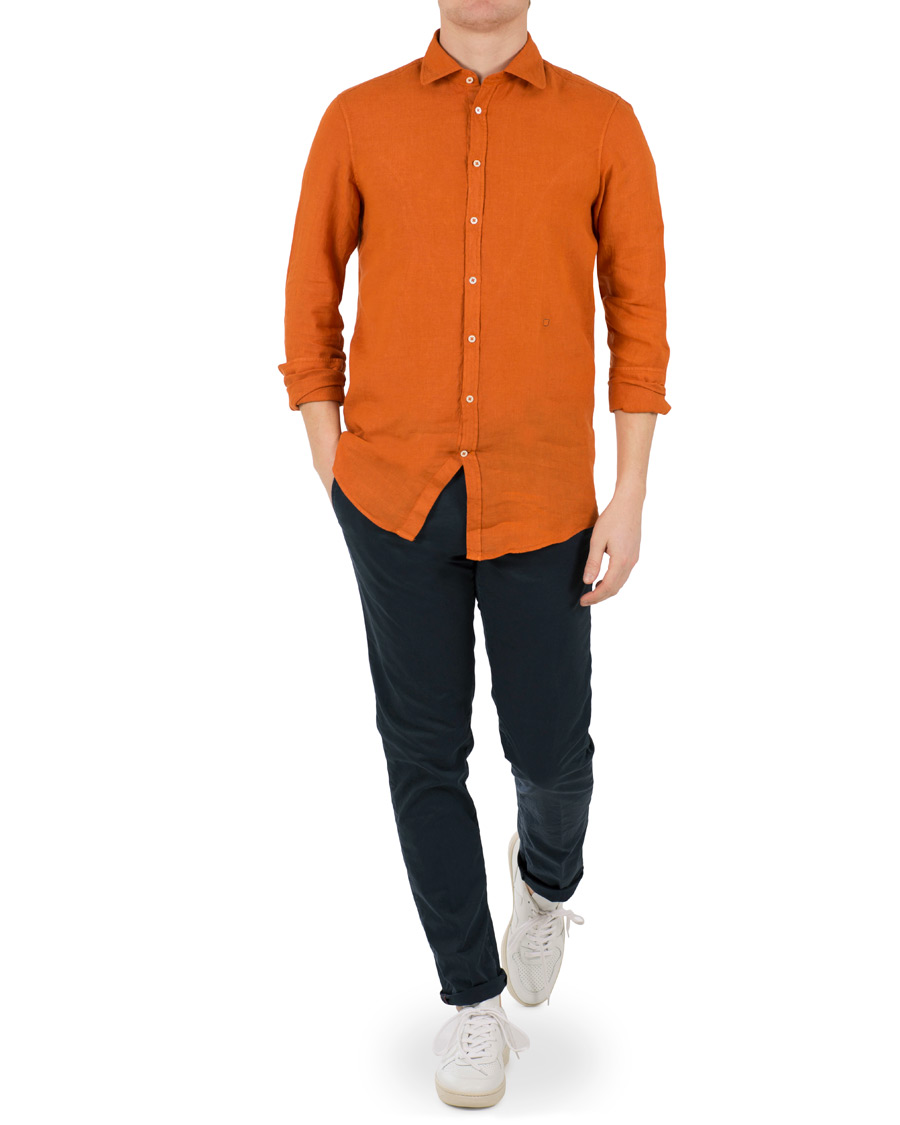 Herre | Skjorter | Massimo Alba | Canary Linen Shirt Washed Orange