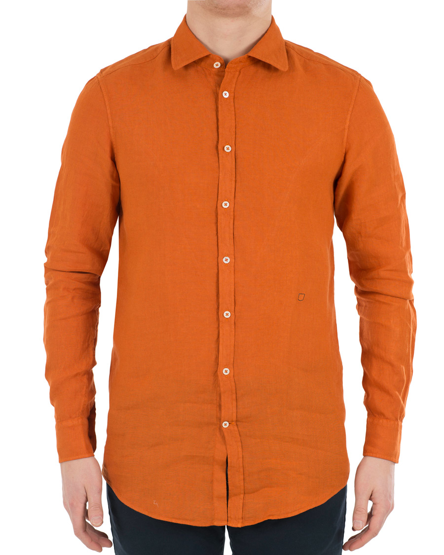 Herre | Skjorter | Massimo Alba | Canary Linen Shirt Washed Orange