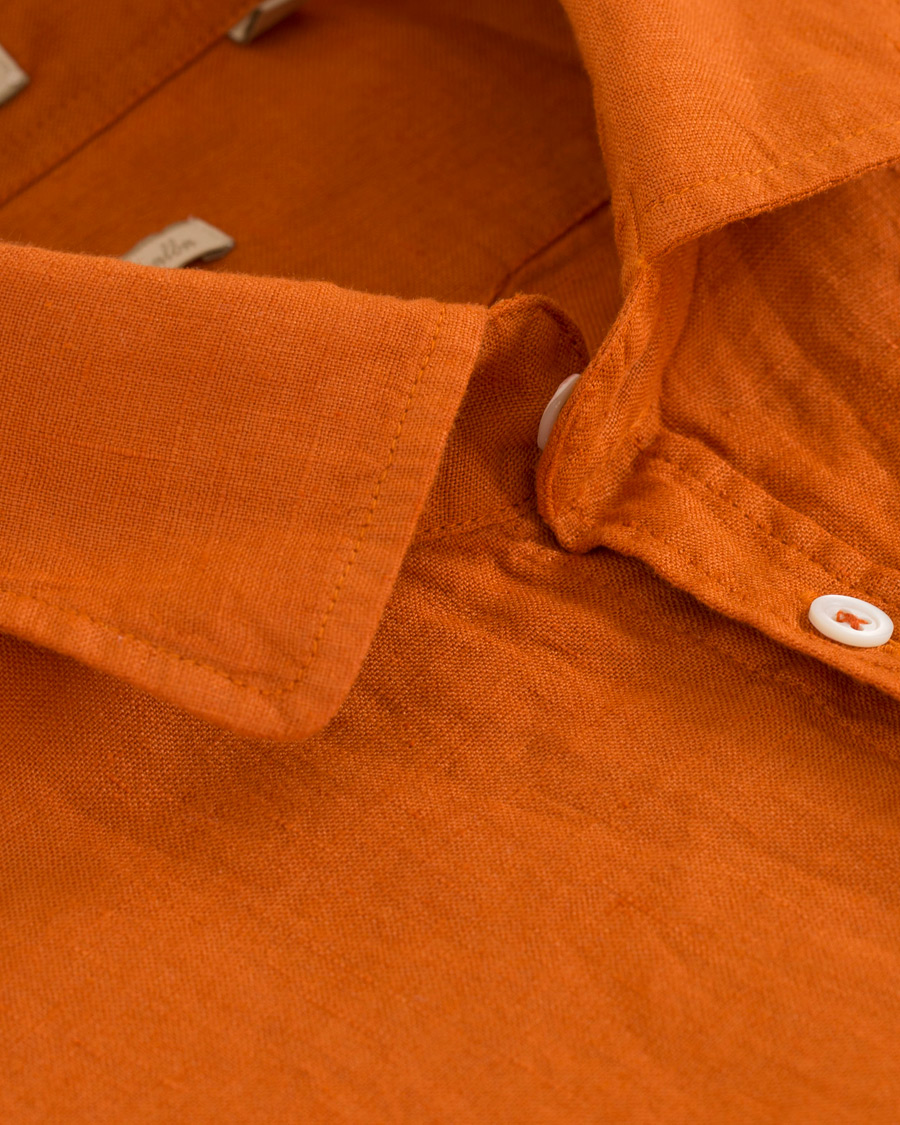 Herre | Skjorter | Massimo Alba | Canary Linen Shirt Washed Orange