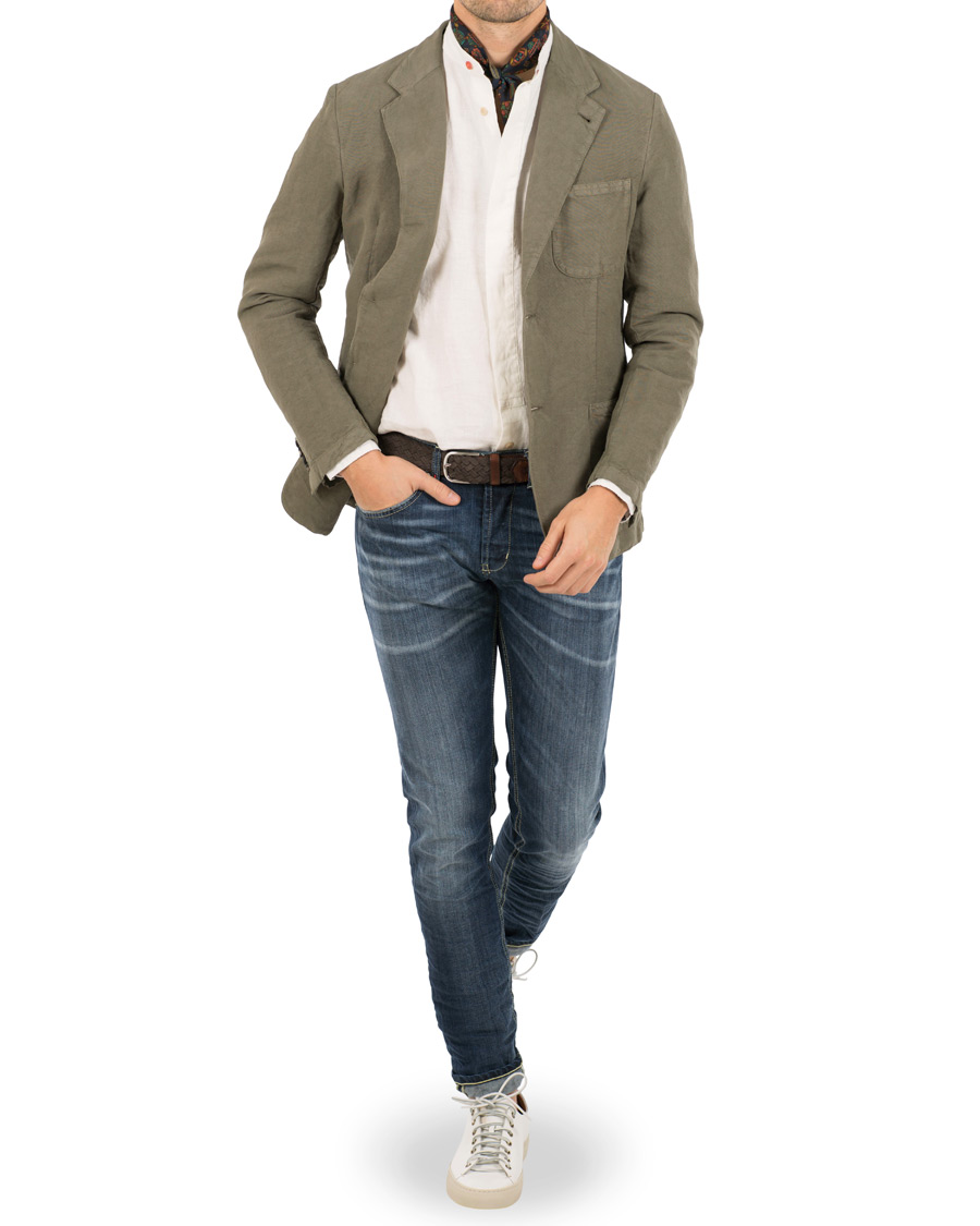 Herre | Dressjakker | Massimo Alba | Benetti Cotton/Linen Blazer Washed Army Green