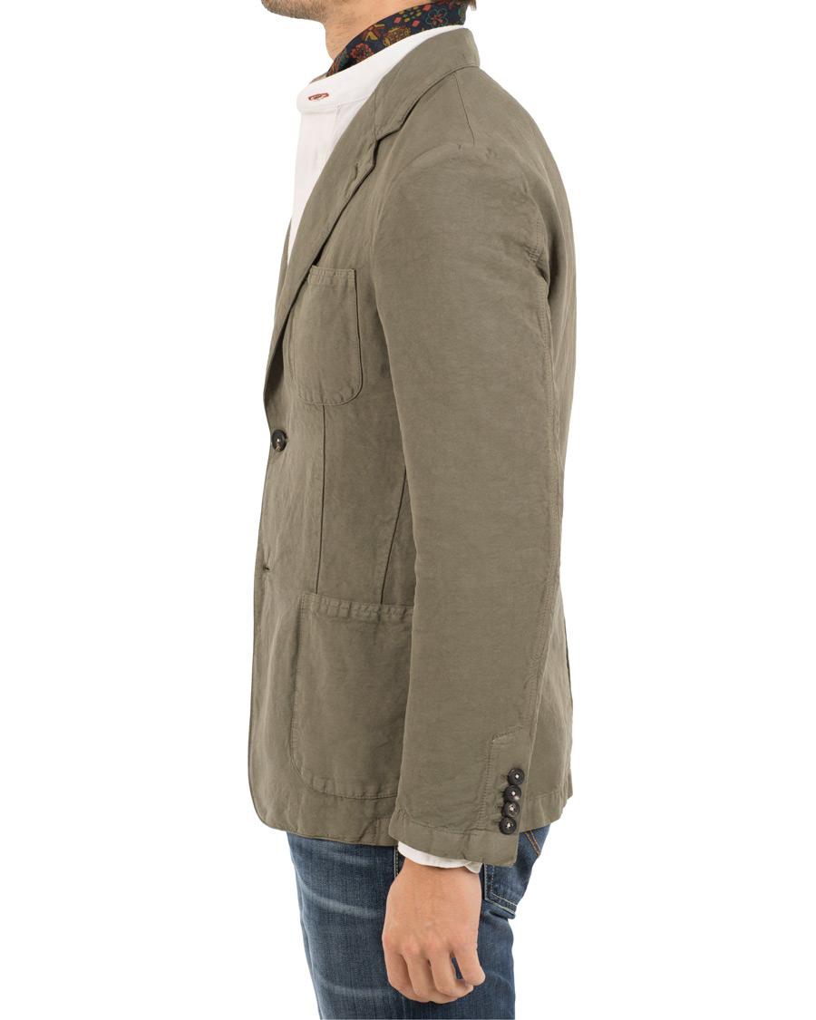 Herre | Dressjakker | Massimo Alba | Benetti Cotton/Linen Blazer Washed Army Green