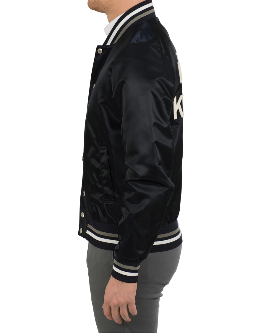 Herre | Jakker | Maison Kitsuné | Satin Teddy Baseball Jacket Navy