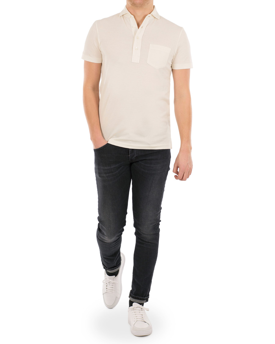 Herre | Pikéer | Ralph Lauren Purple Label | Garment Washed Pocket Polo White