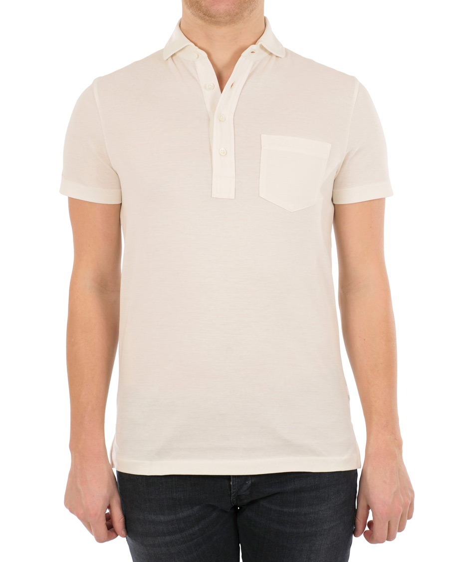 Herre | Pikéer | Ralph Lauren Purple Label | Garment Washed Pocket Polo White
