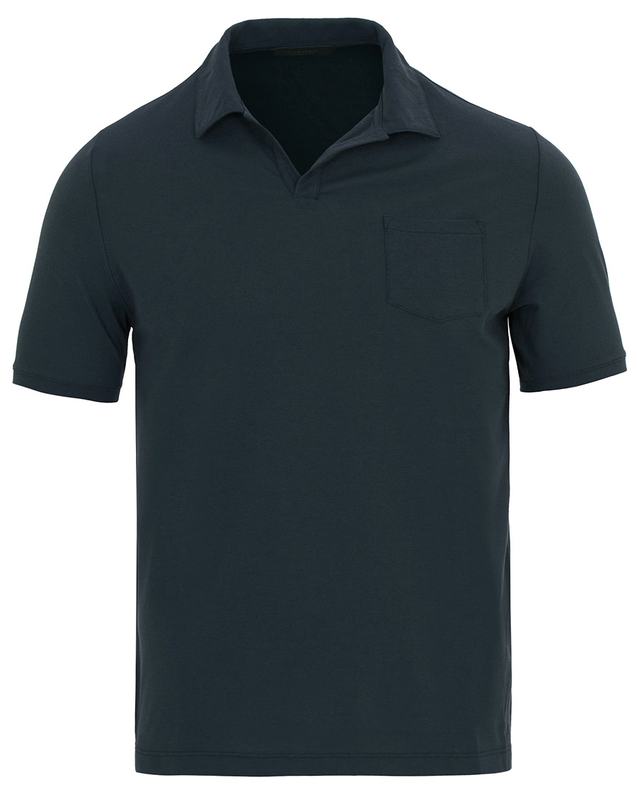 Herre | Pikéer | Zanone | Ice Cotton Buttonless Polo Navy