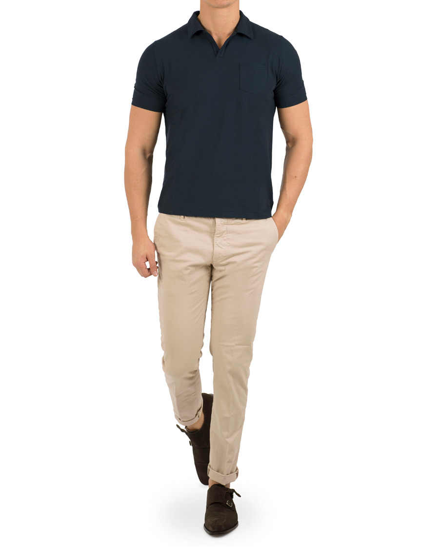 Herre | Pikéer | Zanone | Ice Cotton Buttonless Polo Navy