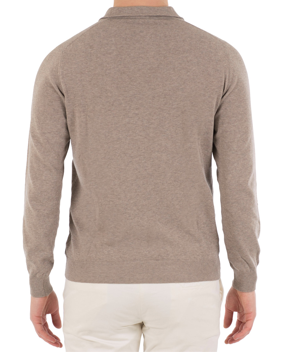 Herre | Gensere | Zanone | Cotton Crep Long Sleeve Polo Beige