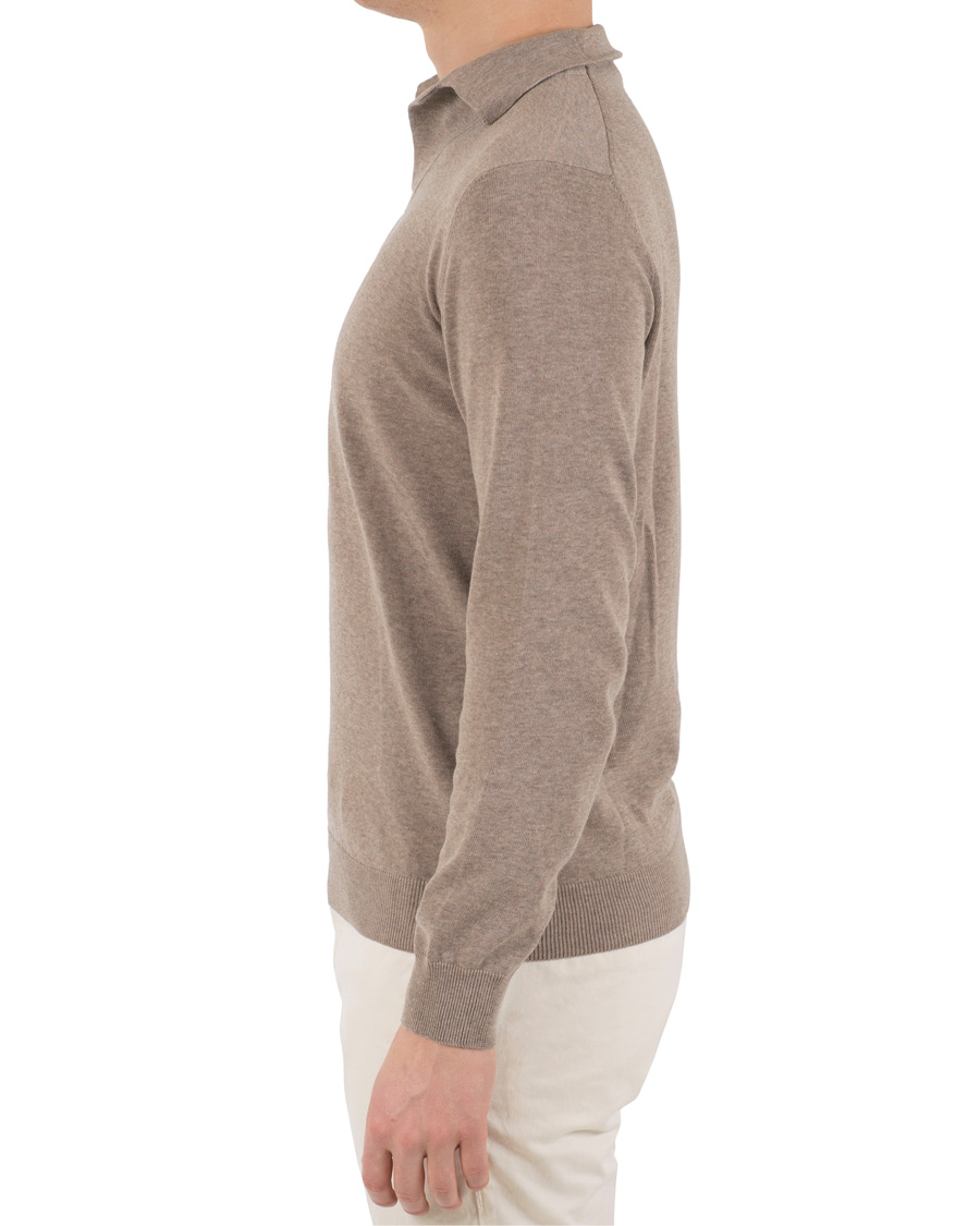 Herre | Gensere | Zanone | Cotton Crep Long Sleeve Polo Beige
