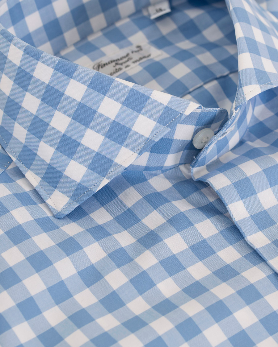 Herre | Skjorter | Finamore Napoli | Milano Slim Fit Check Shirt Light Blue