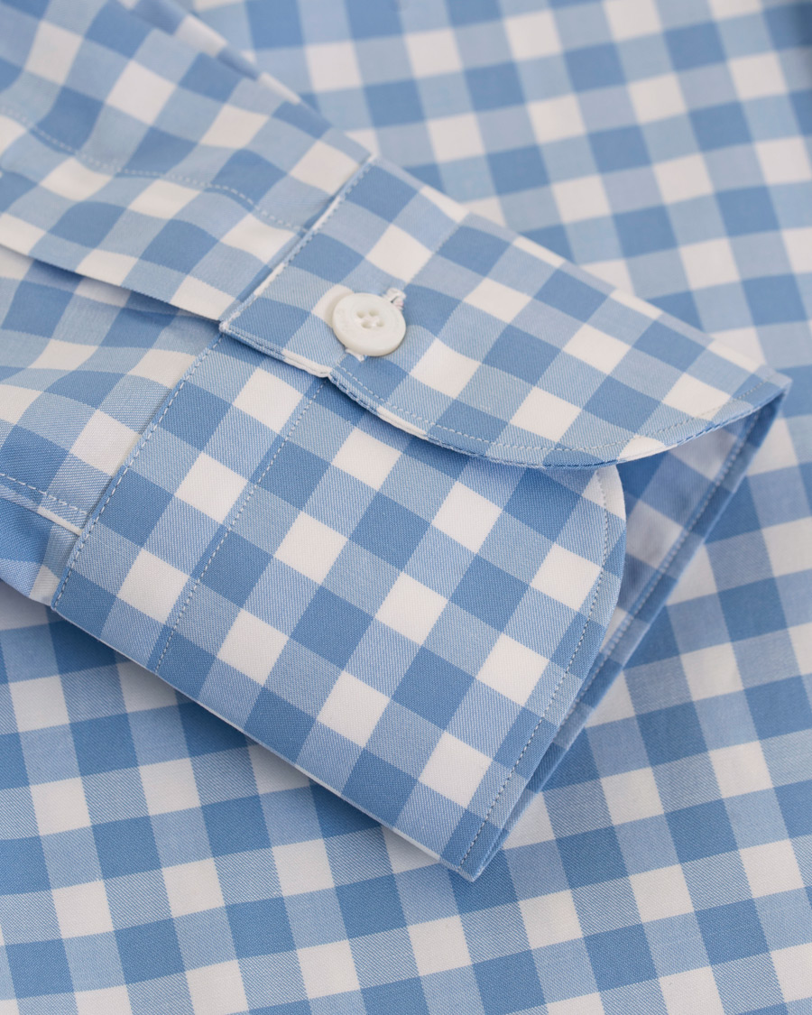 Herre | Skjorter | Finamore Napoli | Milano Slim Fit Check Shirt Light Blue