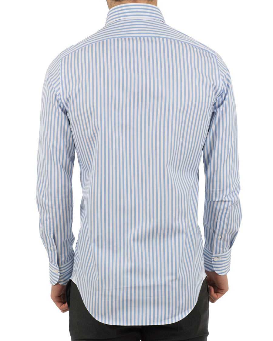Herre | Skjorter | Finamore Napoli | Milano Slim Fit Button Down Stripe Shirt Light Blue