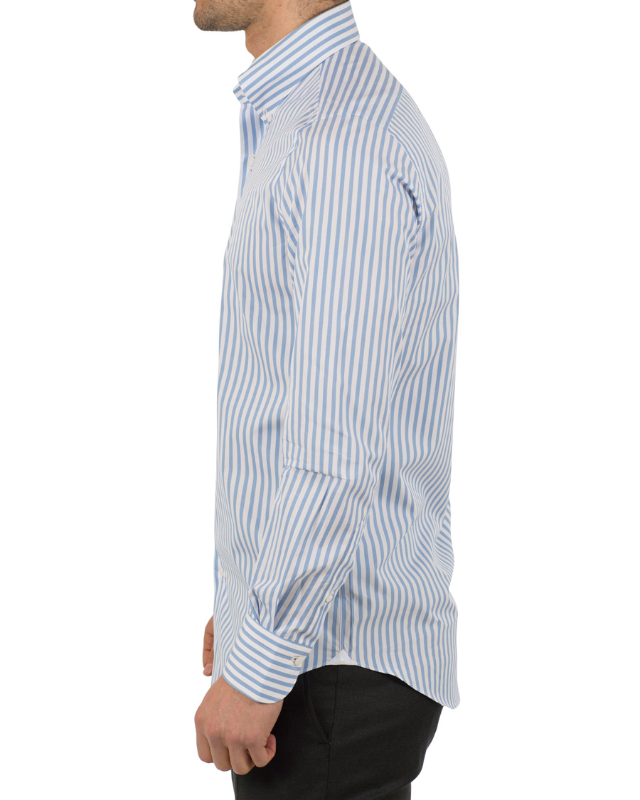 Herre | Skjorter | Finamore Napoli | Milano Slim Fit Button Down Stripe Shirt Light Blue