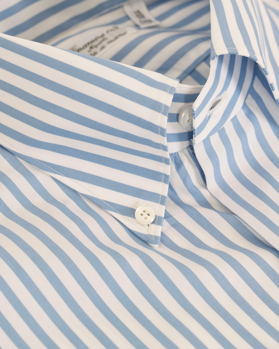 Herre | Skjorter | Finamore Napoli | Milano Slim Fit Button Down Stripe Shirt Light Blue